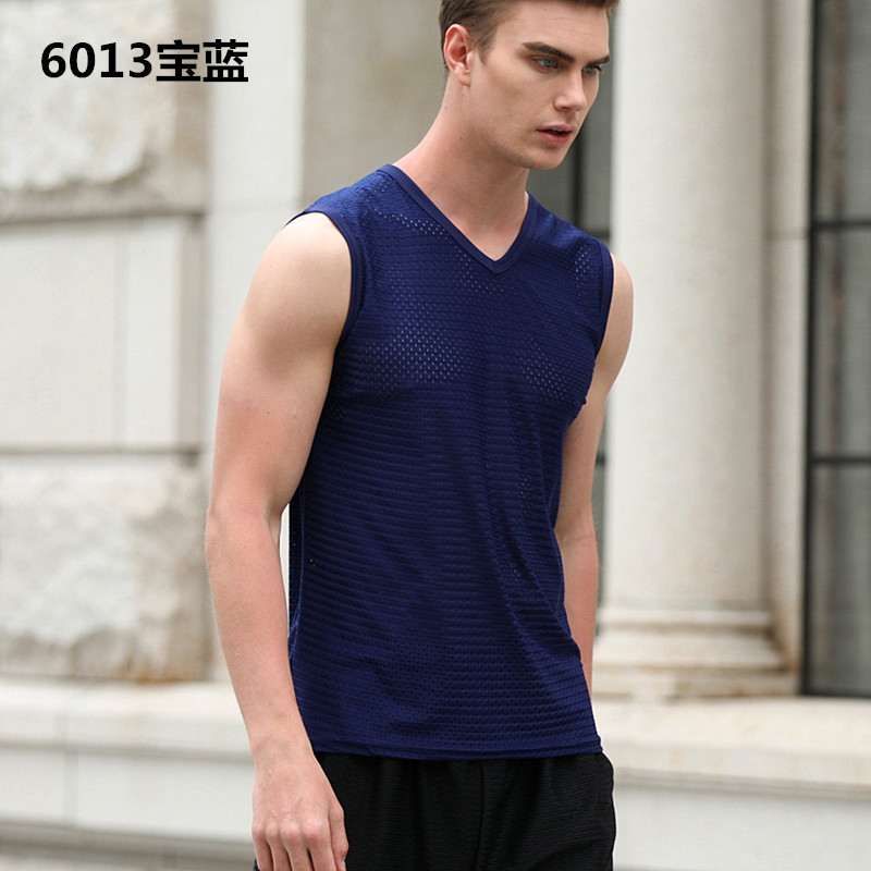 Lưới băng lụa vest men loose thể thao nhanh khô vest vest tay áo tập thể dục mồ hôi vest cộng với phân bón để tăng không tay T-Shirt