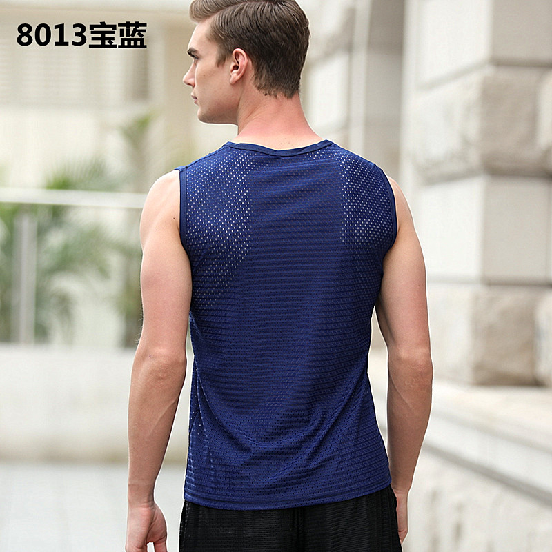 Lưới băng lụa vest men loose thể thao nhanh khô vest vest tay áo tập thể dục mồ hôi vest cộng với phân bón để tăng không tay T-Shirt