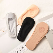  Socks womens ice silk boat socks spring and autumn wave edge socks cotton bottom silicone non-slip anti-take off student shallow invisible socks