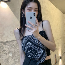  Design sense niche printed camisole womens summer 2021 Korean sexy top short inner and outer wear