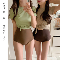 South Korean chic swimsuit with slim and conservative half-sleeve one-piece Chater swimsuit Womens two sets for a spa holiday