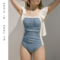 New South Korean lotus leaf side one-piece swimsuit woman covered with slim collection of belly and back beach seaside spa swimsuit sexy