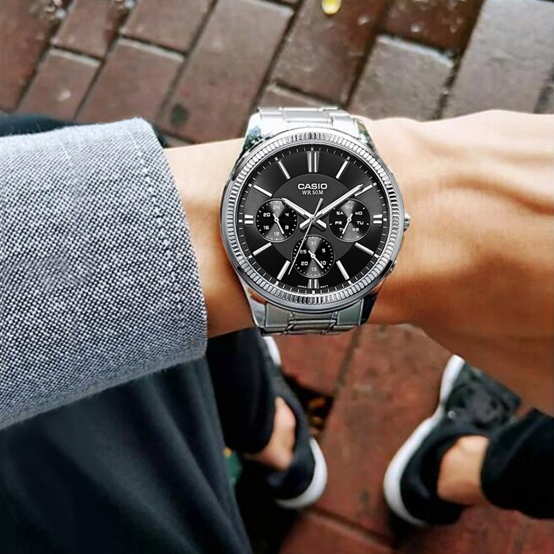 casio watch men's casio strong heart men's leather band non mechanical quartz men's watch mtp-1375d-1a