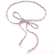 Womens cotton thread woven thin waist belt Simple and versatile dress fashion decorative waist rope Student casual pants with waist chain