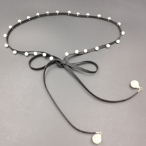 Fashion small fragrance wind Pearl waist chain rope female fine with skirt belt sweet series Knots