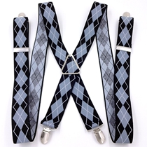 3 5cm wide cross X-shaped four-clip buckle mens elastic harness clip lengthened harness clip hanger with trouser shoulder strap