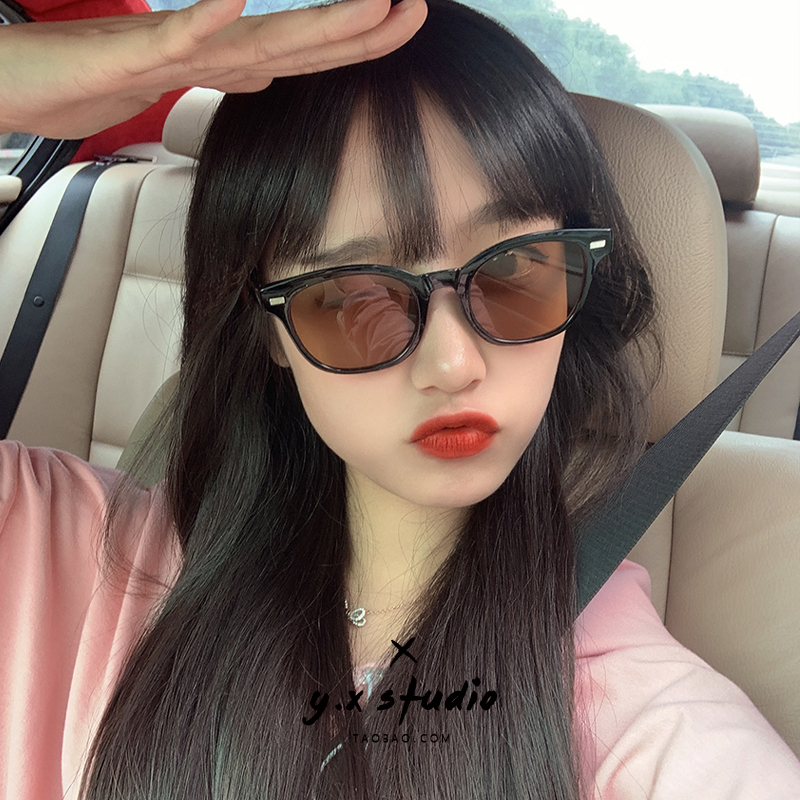 Summer sun protection glasses retro brown sunglasses driving polarized anti-UV sunglasses men and women tide can be matched with myopia