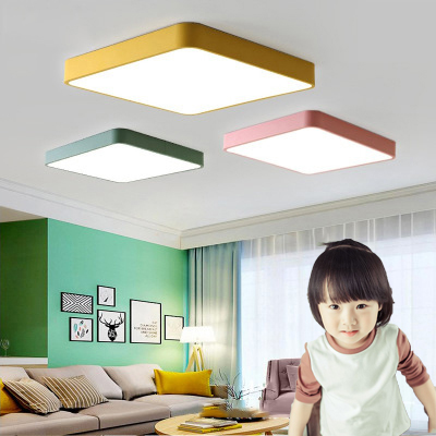 Zhongshan LED ceiling light macaron square ultra-thin Nordic lamps living room children's room modern simple bedroom light
