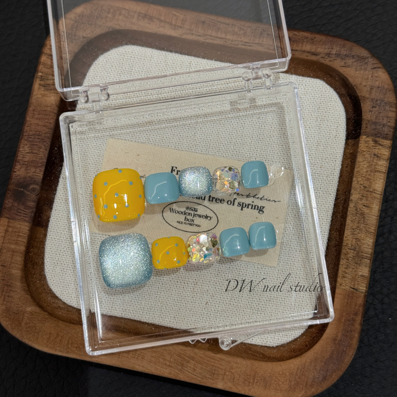 【Dw Light Luxury Nail】Sea Salt Lemon. Toenails. Whitening Effect, High-End Niche Wearable Nails, Nail Art, Fake Nails