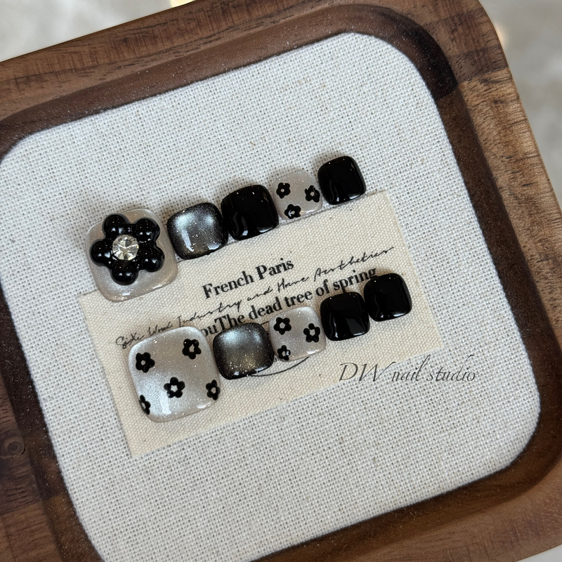 【Dw Light Luxury Nail】Black Pearl. Toenails. Whitening, High-End, Niche Wearable Nails, Manicure, Fake Nails 【Dw Light Luxury Nail】Black Pearl. Toenails. Whitening, High-End, Niche Wearable Nails, Manicure, Fake Nails