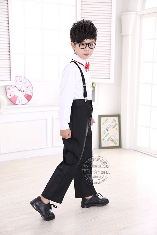 Bộ hiệu suất của trẻ em Áo trắng Quần đen Cậu bé Học sinh Biểu diễn hợp xướng Piano Hosting Đọc hoa Cô gái bộ tuxedo bé trai