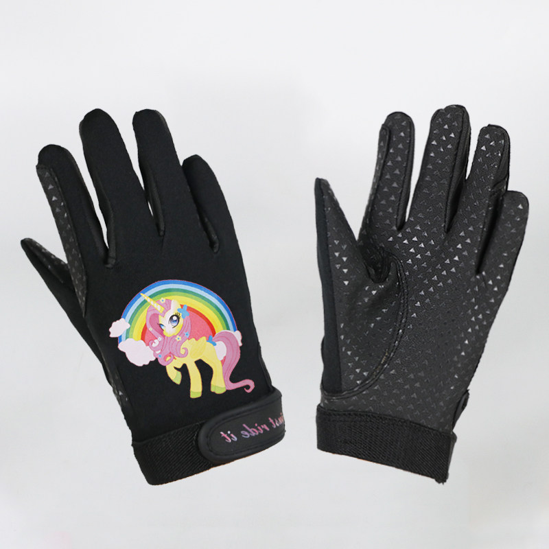 Children's Equestrian Gloves Cartoon Children's Riding Gloves Non-slip Granules 2-12 years old Children's equestrian equipment black and white red