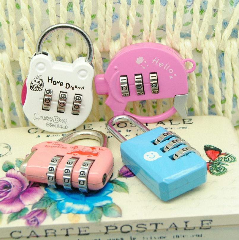 Mini password lock suitcase school bag zipper trolley case antique key lock wine jar gym cabinet password padlock