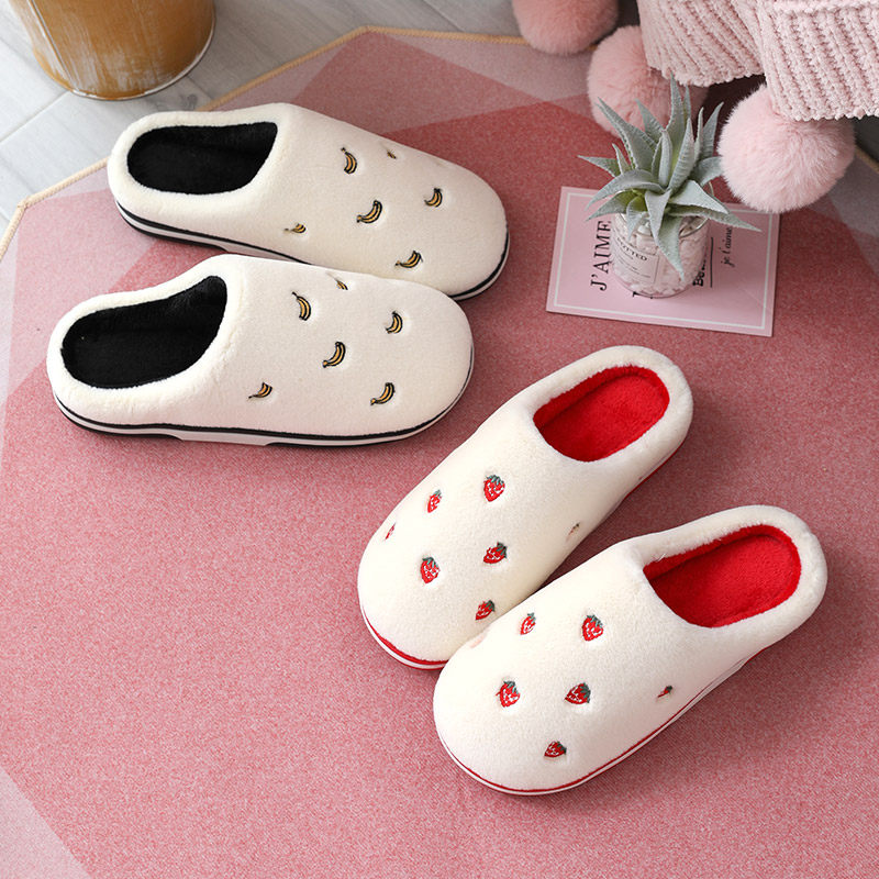 Home Cotton Slippers Women Autumn Winter Soft Bottom Indoor Anti-Slip Warm Half Bag Heel Toshoe Men's Thick Bottom Deodorant Wool Cotton Shoes 