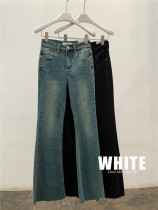 WHITE skinny bootcut jeans womens 2022 early autumn new bag hip elastic flared pants temperament casual trousers