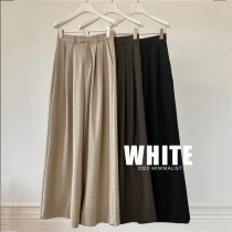 WHITE wide-leg suit pants womens 2022 early autumn new workplace high waist straight trousers drape floor trousers