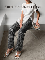 2021 Autumn white Thousand Birds Straight Straight Pants High Waist Slim Long Leg Long Legs Womens Casual Pave Pants