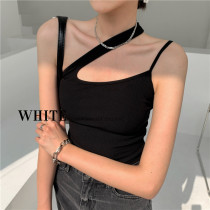 2021 spring and summer new white design irregular slim sling fashionable stretch slim shoulder vest women