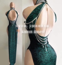 TT high-end nightclub bar singer djds dance team gogo high slit retro pearl cheongsam dress costumes