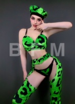 TT high-end nightclub bar singer djds dance team gogo August 1st National Day green cow bikini suit