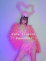 TT high-end nightclub bar singer djds dance team gogo Valentines Day pink love headwear bikini suit