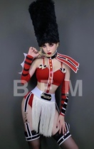 TT high-end nightclub bar singer djds dance team gogo August 1st Army Day Crazy Horse show tassel military uniform