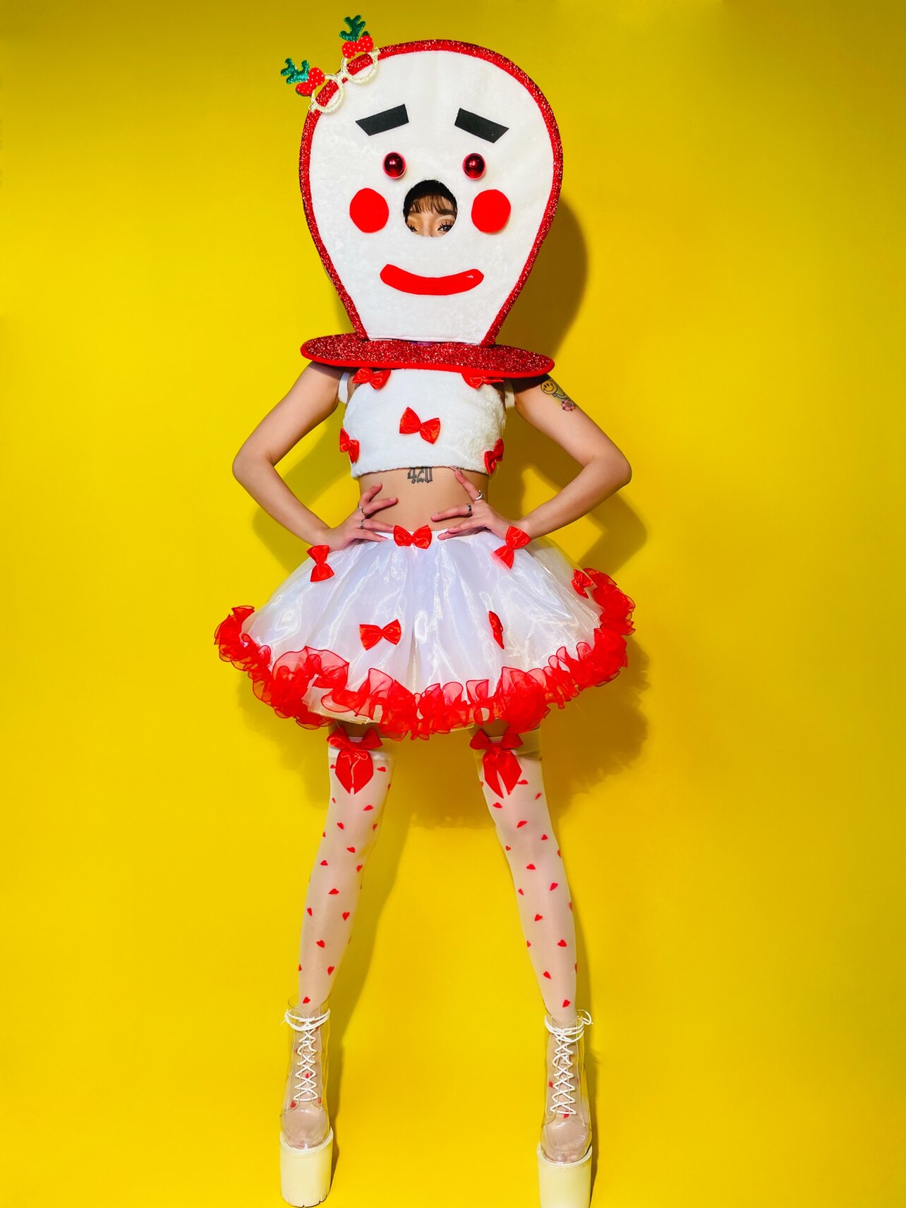 Christmas Snowman Headgear Cute Pumbaa Skirt Two-Piece Disassembled Nightclub Bar GOGO DS Dress