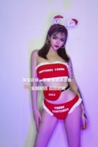 TT high-end nightclub bar singer djds dance team gogo Christmas Santa Claus tube top split five-piece set