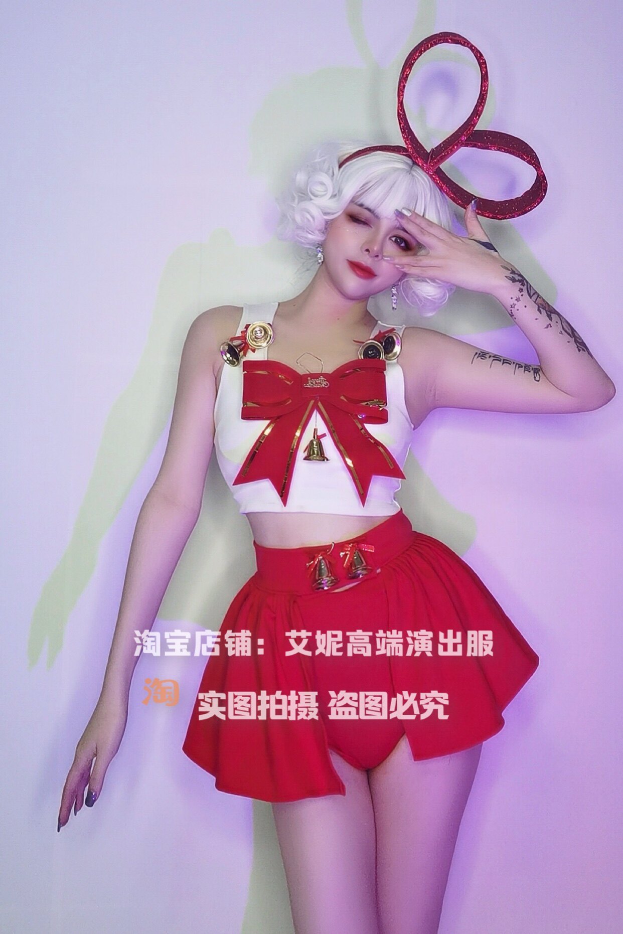 TT High-end Nightclub Bar Singer Djds Dance Team Gogo Christmas Big Butterfly Knot Two-piece Suit Play Out