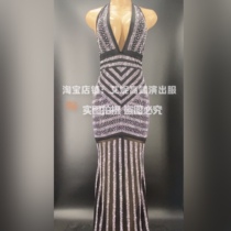 TT high-end nightclub bar singer djds dance team gogo full drill deep V backless dress dress long skirt