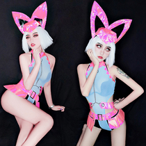 TT high-end nightclub bar singer djds dance team gogo pink magic headwear jumpsuit suit performance costume