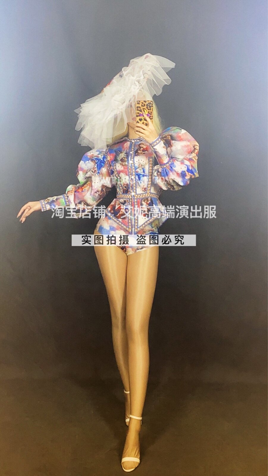 TT high-end nightclub bar singer djds dance team gogo virgin court bubble sleeve suit costume