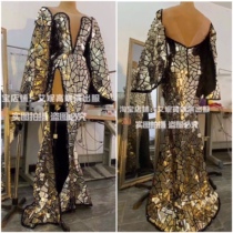 TT high-end nightclub bar singer djds dance team gogo magic mirror series heavy industry split long skirt evening dress
