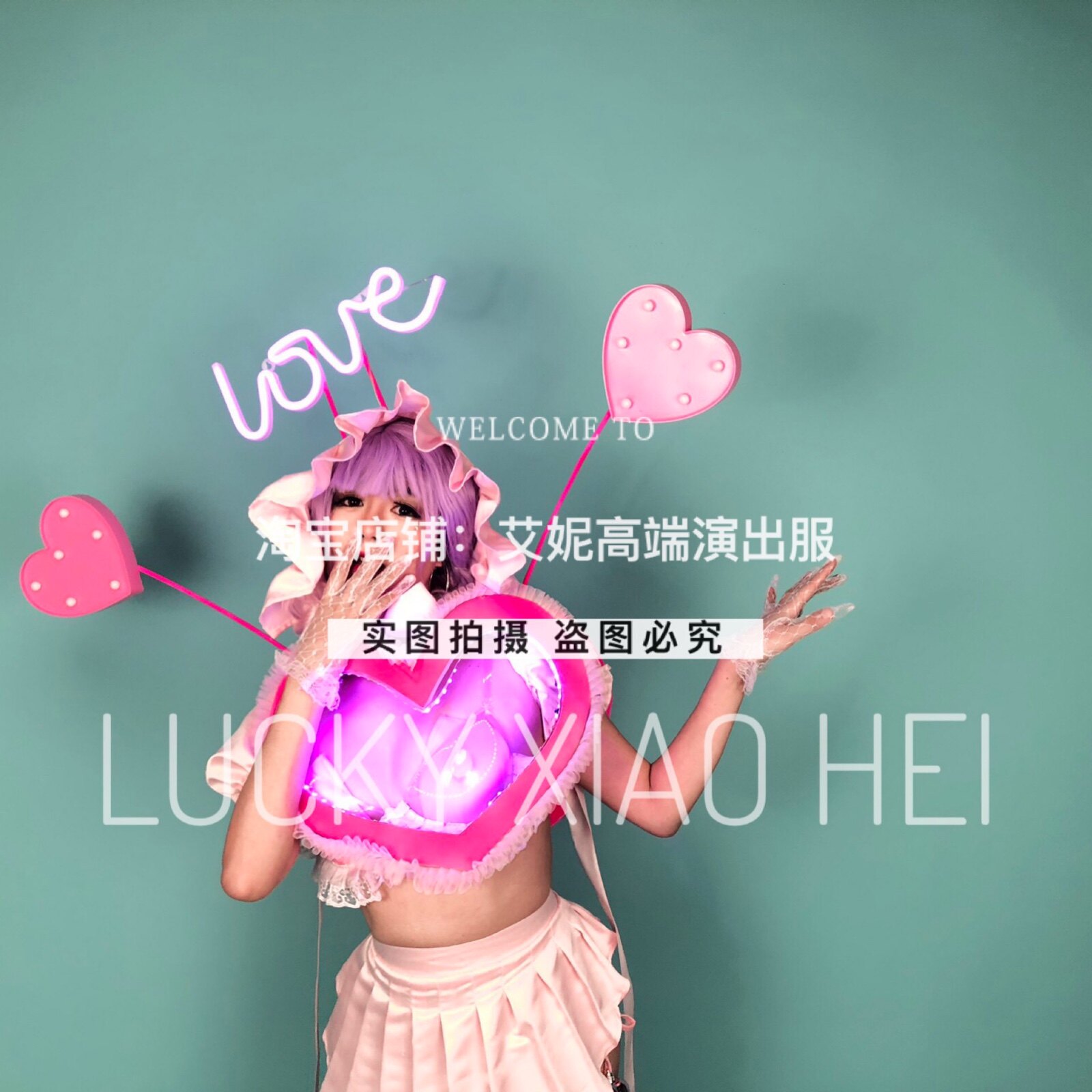 TT high-end nightclub bar singer djds dance team gogo valentine's day pink cute maid backboard costume