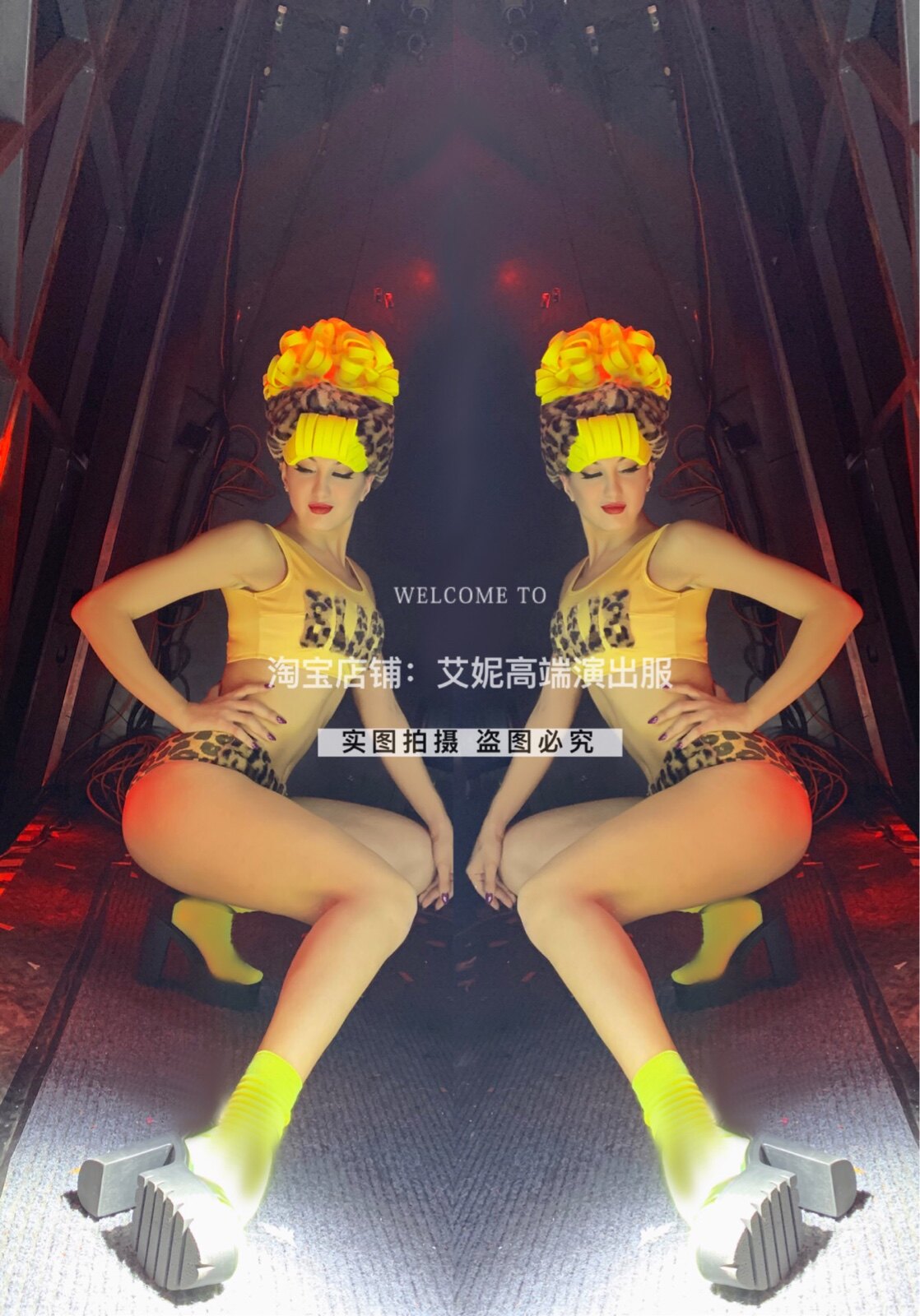 TT High-end Nightclub Bar Singer Djds Dance Team Gogo 61 Children's Section BAO WELN Wig Bikini Suit