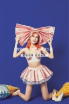 TT high-end nightclub bar singer djds dance team gogo June 1 children's day big bow unkempt skirt set