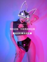 TT high-end nightclub bar singer djds dance team gogo rabbit LED headdress split suit costume