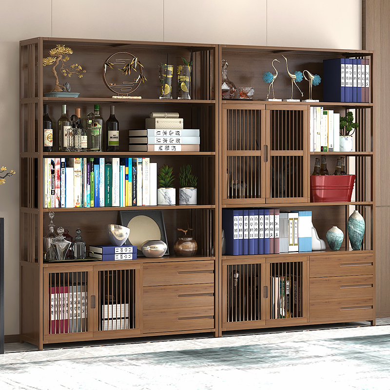 Bookshelf shelf landing living room Simply modern household office students rely on wall new Chinese decoration creative bookcase