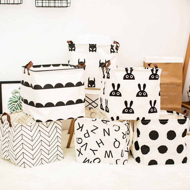 ins fabric storage waterproof dirty clothes basket cotton linen foldable dirty clothes basket dormitory toy snacks cartoon storage bucket