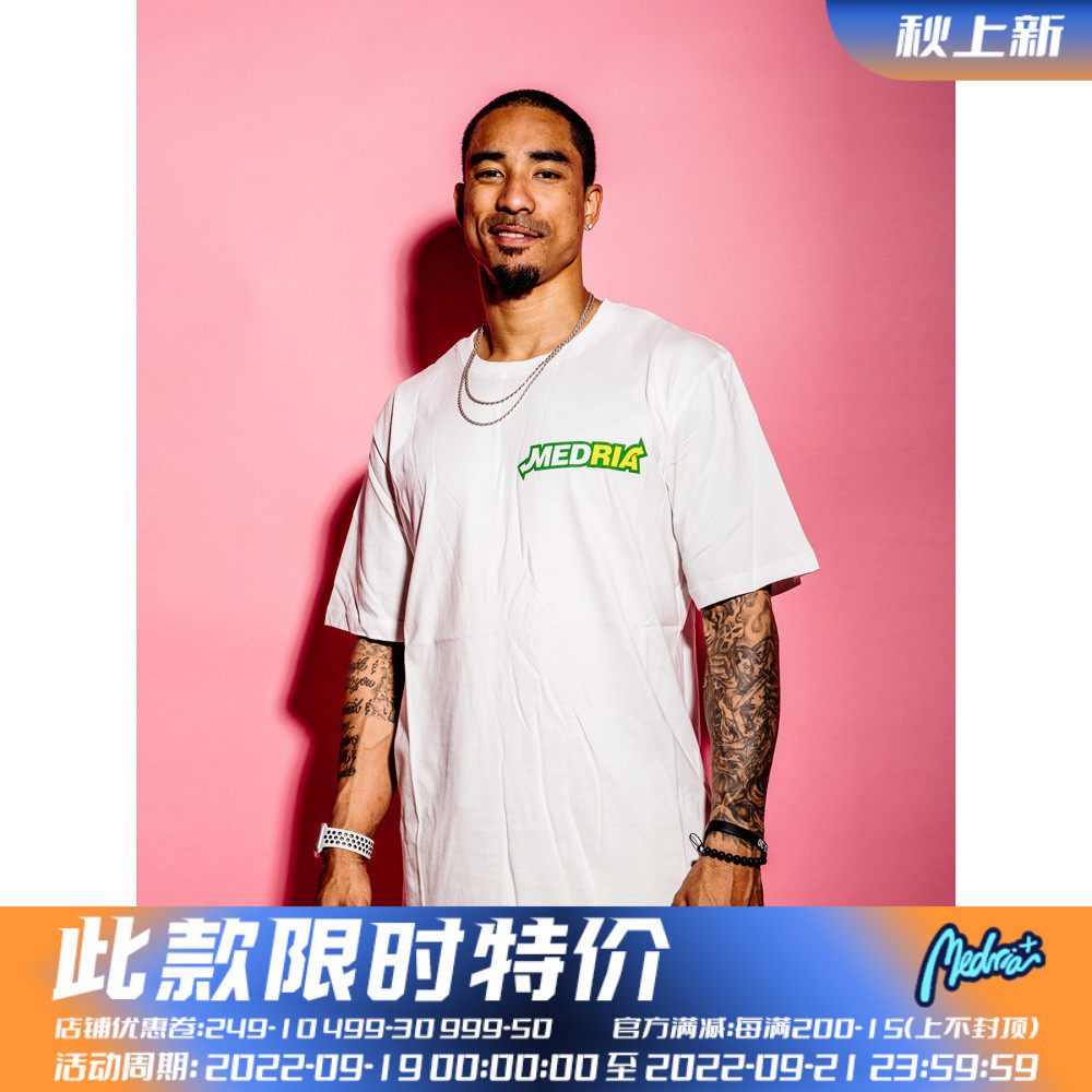 MEDRIA 2019SS Subway Summer New Short Sleeve T-Shirt White Men's Loose Trend Round Neck Half Sleeves