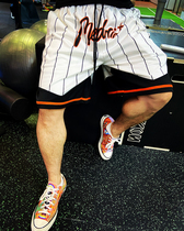 MEDRIA 2020 Basketball Shorts Halloween Striped Sports Pants Guochao Brand Casual Loose Cropped Pants for Men and Women