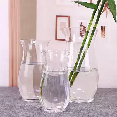 Simple vase glass transparent ornaments living room flower arrangement flower arrangement extra large household hydroponic rich bamboo lily vase