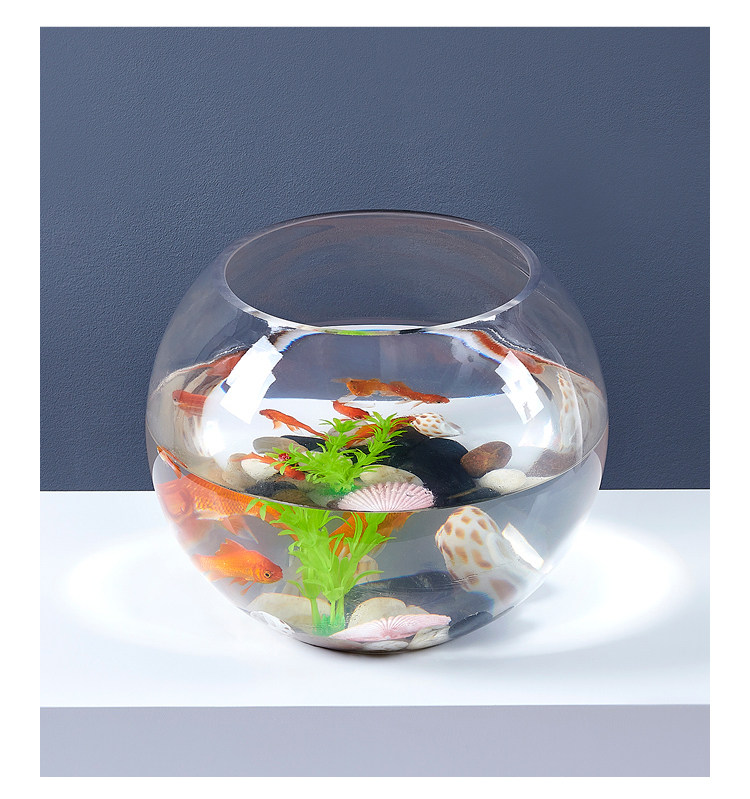 佐木妃小家魚缸玻璃創意圓形水培透明客廳中型辦公室桌面小型金魚迷你小魚缸 Yahoo奇摩拍賣