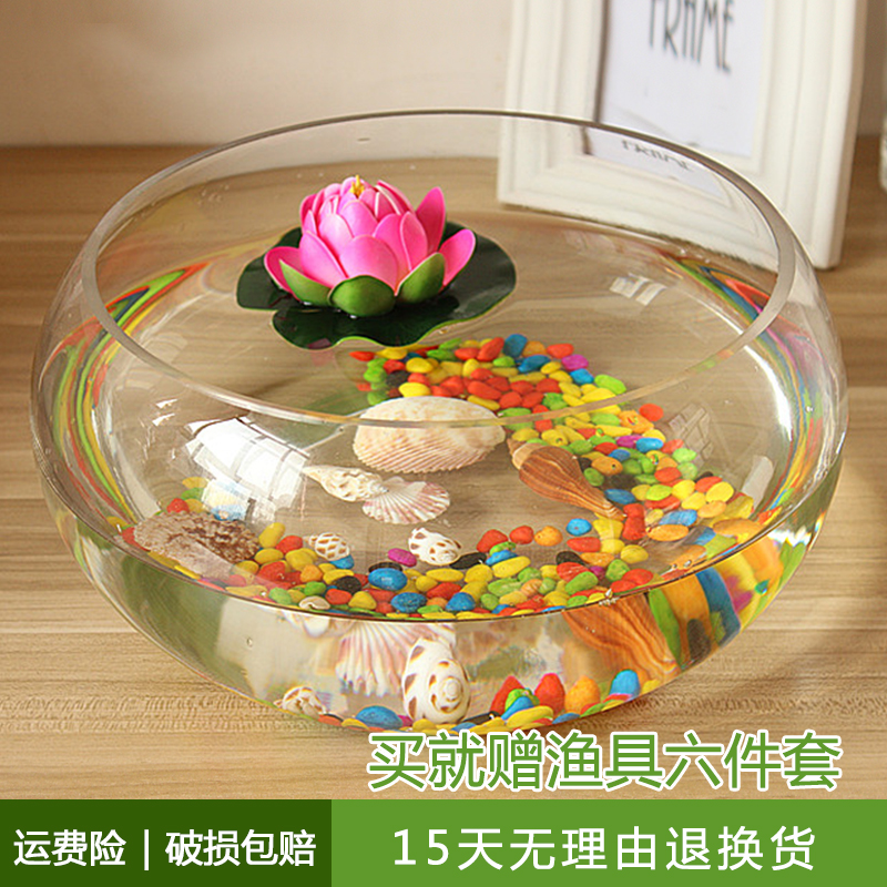 Transparent round cylinder Round goldfish cylinder Ecological creative glass fish tank Large turtle cylinder Hydroponic cylinder vase