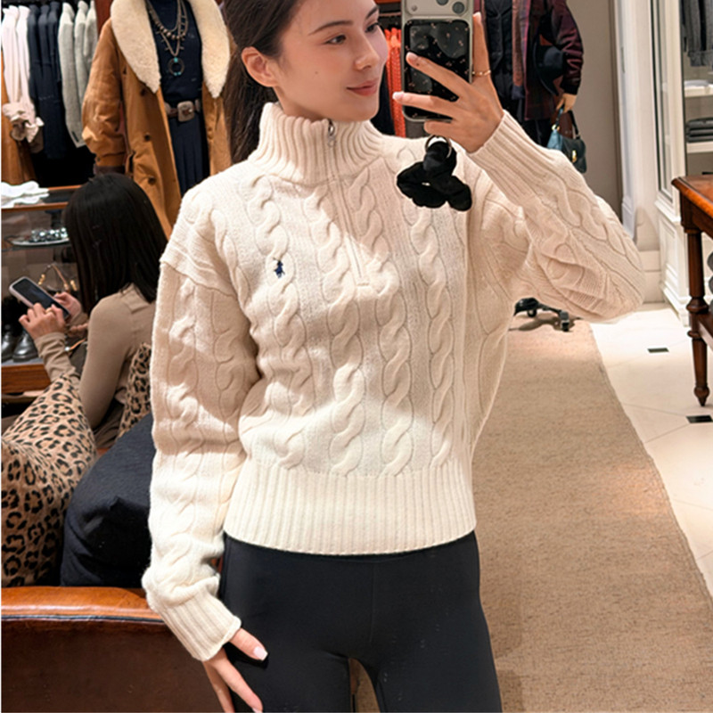 Hong Kong Direct Mail Ralph Lauren Women's Half-Zip Cashmere Wool Cable Knit Sweater Hong Kong Direct Mail Ralph Lauren Women's Half-Zip Cashmere Wool Cable Knit Sweater
