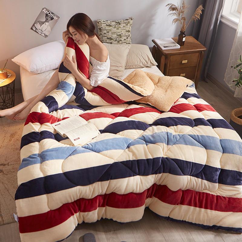 Single double warm cotton quilted by double caveat by 1 8 m lamb suede thickened double-sided suede quilt with core winter quilt 10 catty