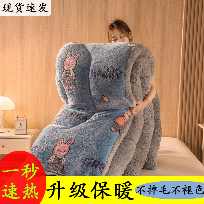 Grey 5x6 flange suede 150x200 thickened double-sided suede quilted quilt core warm single double 180x2206 catwinter quilt