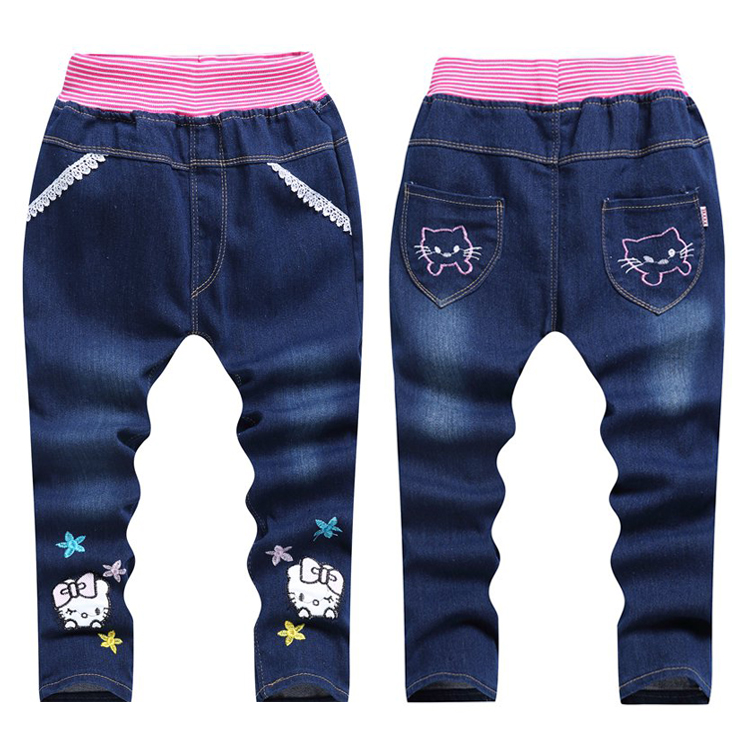 Trẻ em mặc quần trẻ em quần jean mùa xuân mới Quần trẻ em Hàn Quốc Quần bé gái 2-3-4-5-6 tuổi quần jean lót lông trẻ em