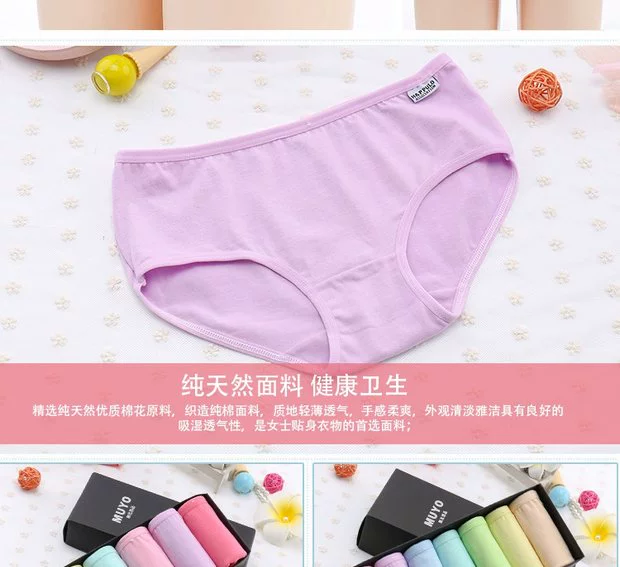 Cotton vải kích thước lớn cô gái eo bông sinh viên rắn màu cô gái tam giác gợi cảm hộp quà tặng đồ lót - Bộ quà tặng quần lót nam cotton