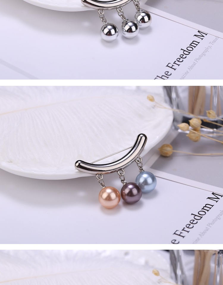 Phiên bản Hàn Quốc của trâm ngọc trai chống trượt ánh sáng nữ mới đơn giản cong treo ngọc trai pin trâm lụa phụ kiện khóa ghim cài áo sơ mi nam
